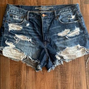 Hi-rise American Eagle blue jean shorts